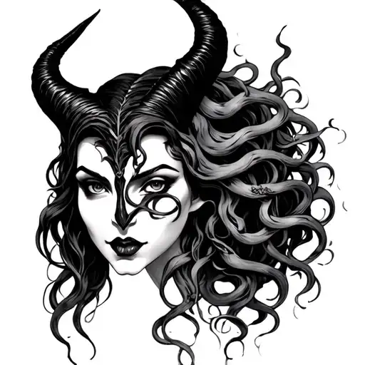 Medusa and maleficent tattoo design idea