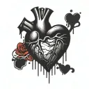 broken heart and blood dripping tattoo design idea