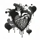 broken heart and blood dripping tattoo design idea