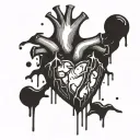 broken heart and blood dripping tattoo design idea