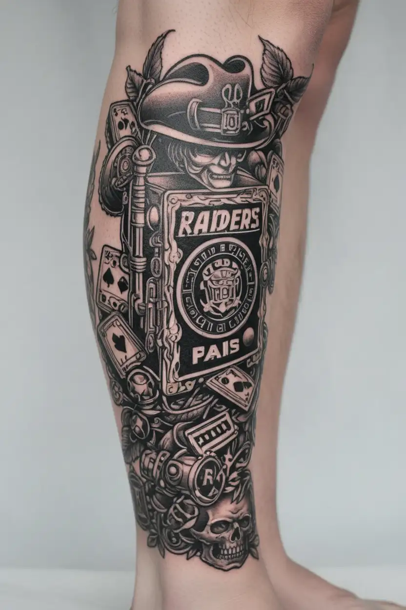 las vegas raiders casino style slot machine    tattoo design idea