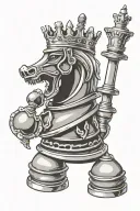 knight and king chess piece tattoo design idea