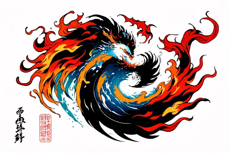 japanese fire wind water earth tattoo design idea