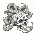 skull with snake with year 2007 tattoo design idea