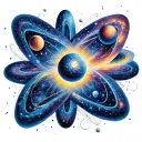 Atoms and galaxies harmoniously intertwining in a cosmos full of supernovas. tattoo design idea