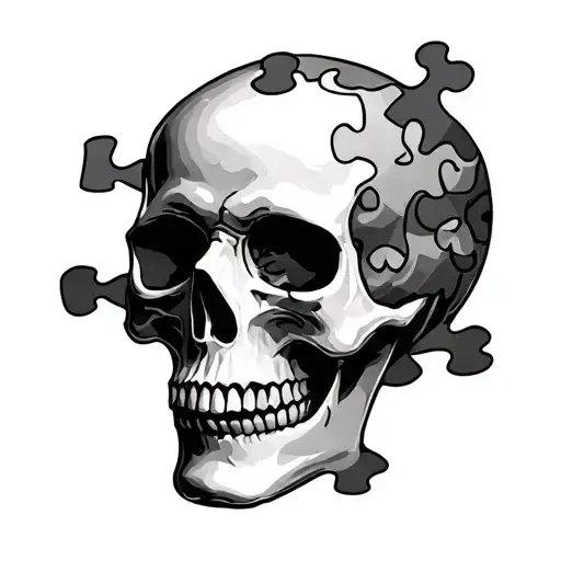 skull jigsaw puzzle piece tattoo design idea