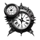 Clock And Compass tattoo design idea