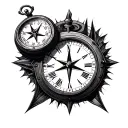 Clock And Compass tattoo design idea