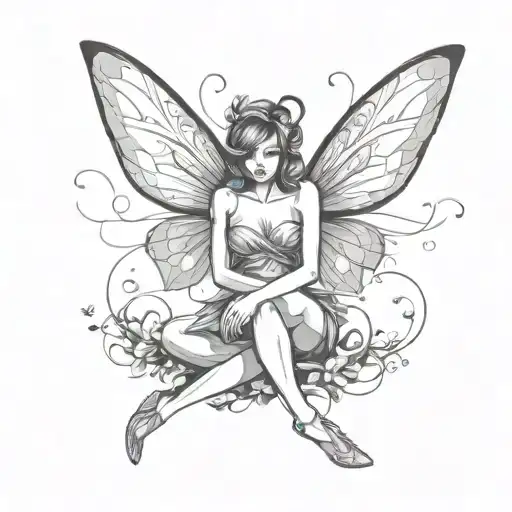 fairy pinup pose tattoo design idea