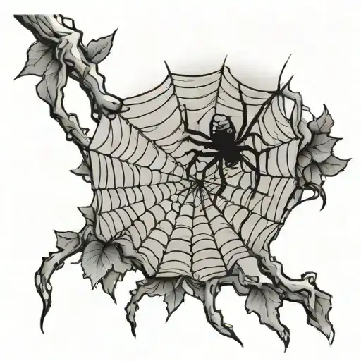 spider web on branch with spider tattoo design idea