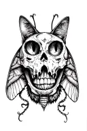 Horror moth with a Cat Skull wearing tattoo design idea