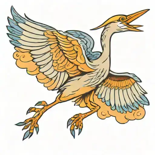 blue heron flying tattoo design idea
