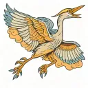 blue heron flying tattoo design idea