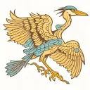 blue heron flying tattoo design idea