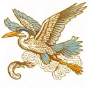 blue heron flying tattoo design idea
