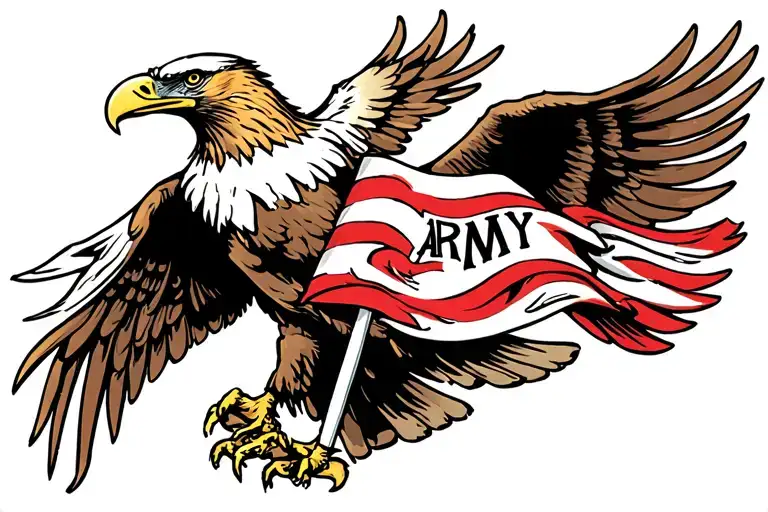 A stylized eagle carrying an ARMY banner in its talons tattoo design idea