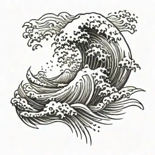 wave breaking remembrance tattoo design idea