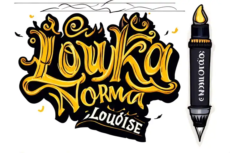 "Louka Norma-Louïse" first name of my three children tattoo design idea