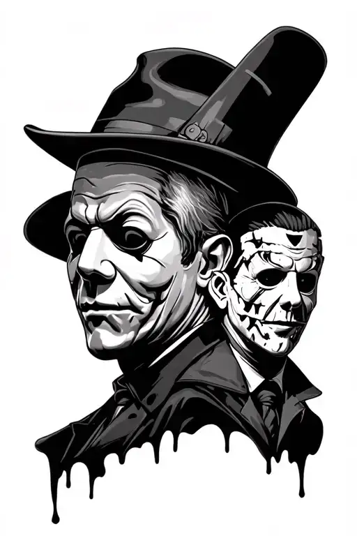 Michael Myers,Ghostface,Freddy Krueger and Jason horror themed tattoo  tattoo design idea