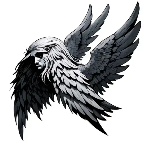 supernatural anti possession symbol with Angel wings tattoo design idea