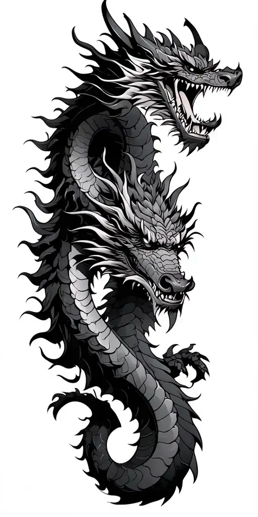 Japanese Dragon, Demon Oni, Samurai, tattoo design idea