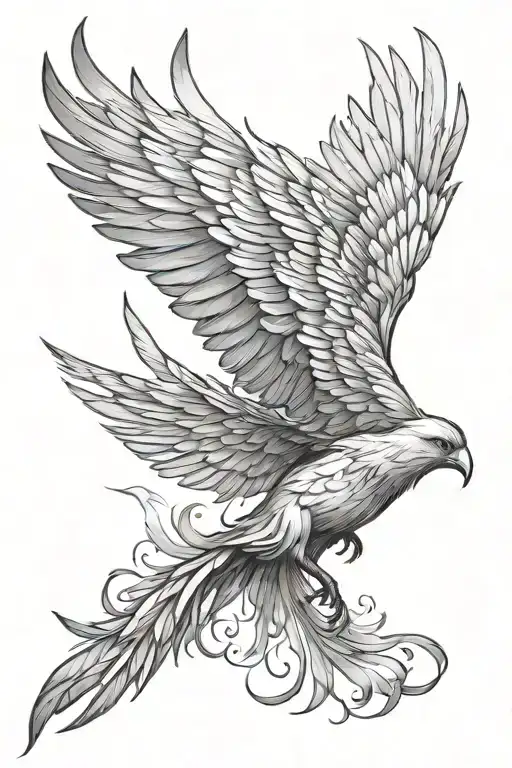 phoenix bird flying tattoo design idea