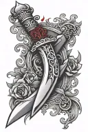 dagger with blood tattoo design idea
