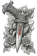 dagger with blood tattoo design idea