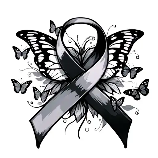 Recovery Ribbon Without Butterflies tattoo design idea