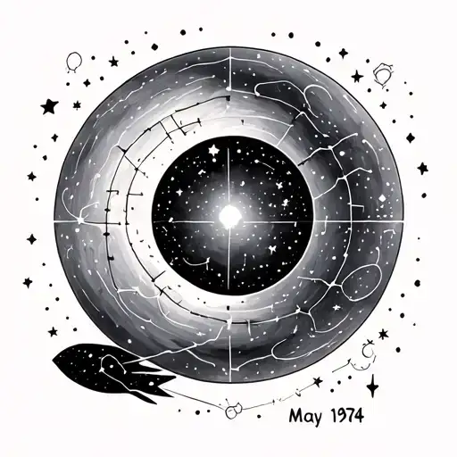May 1974 Gemini constellation tattoo design idea