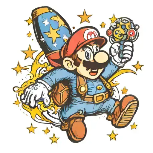 super mario vintage tattoo design idea