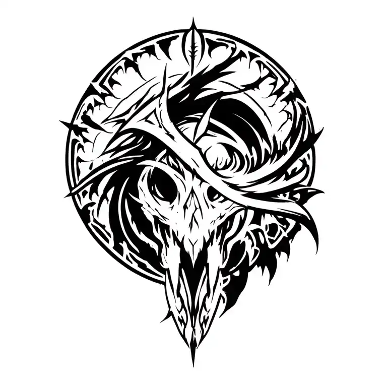 Skyrim logo incorporating elements tattoo design idea
