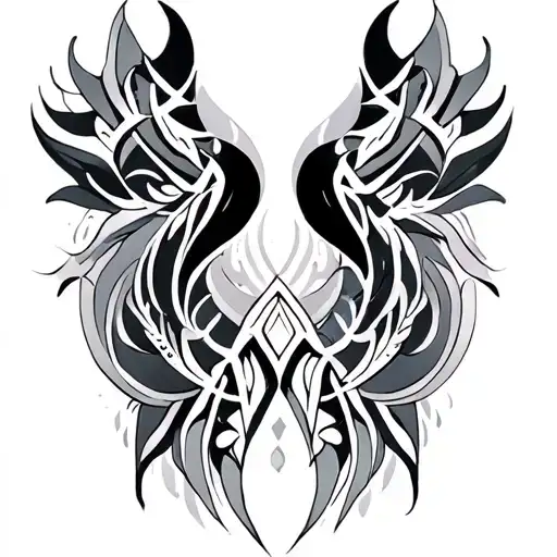 ethereal back tattoo and tribal patterning, simple and elegant tattoo design idea