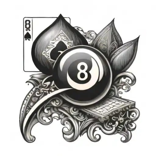 billiards 8 ball, playing cards, casino tattoo design idea