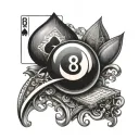 billiards 8 ball, playing cards, casino tattoo design idea