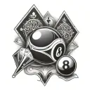 billiards 8 ball, playing cards, casino tattoo design idea