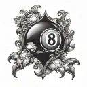 billiards 8 ball, playing cards, casino tattoo design idea