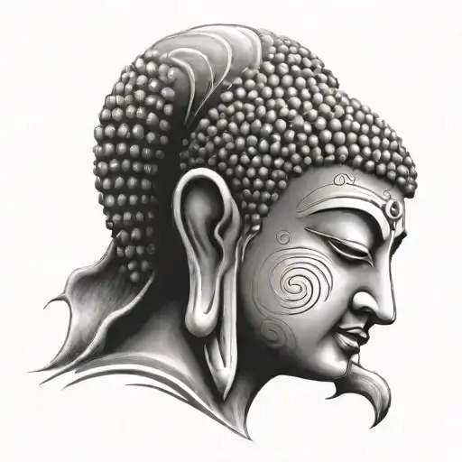 buddha face tattoo design idea