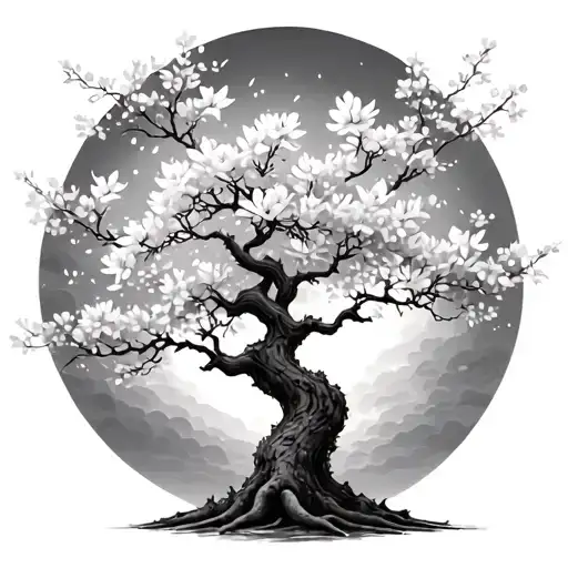 cherry blossom tree tattoo design idea