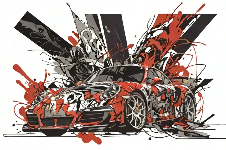 Porsche drifting tattoo design idea