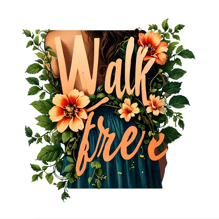 "Walk free" flowers, vine wrapping tattoo design idea