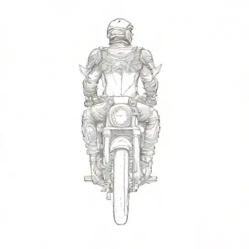 a motorcycle rider with angel wings tattoo design idea