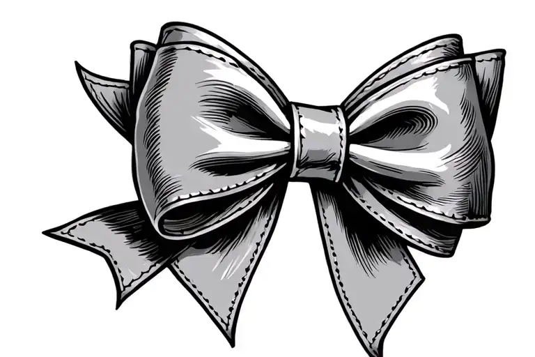 tooled leather girly bow tie tattoo design idea