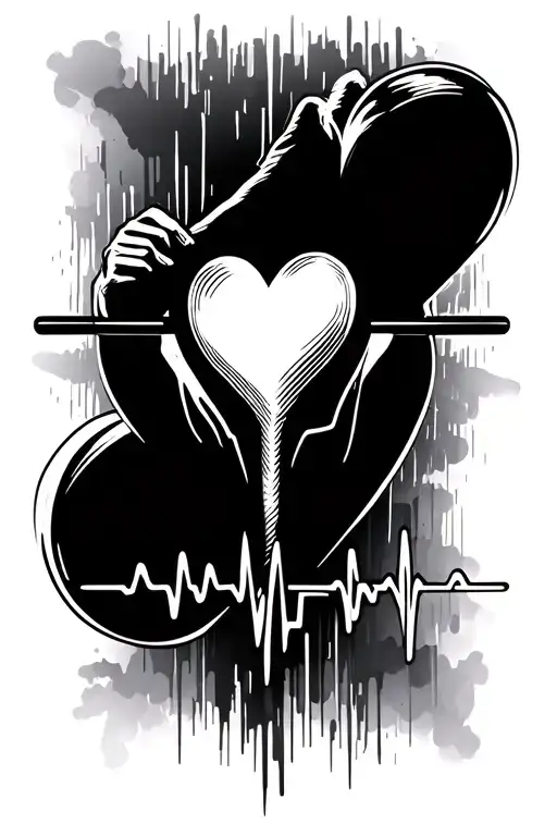 A dynamic heartbeat line that seamlessly transitions into a stylized rowing handle, capturing the essence of endurance a tattoo design idea