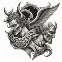 Devil And Angel Neck tattoo design idea