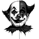 mask half clown half mime tattoo design idea