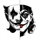 mask half clown half mime tattoo design idea