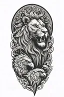 lion and eagle  tattoo design idea