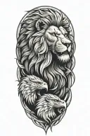 lion and eagle  tattoo design idea