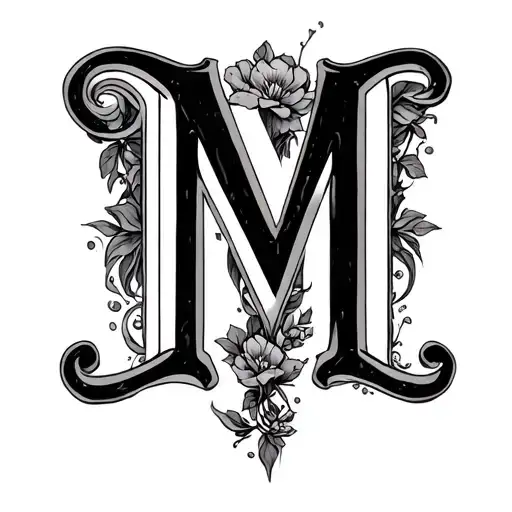 LETTER M MARIANA tattoo design idea